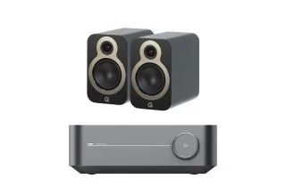 WiiM Amp Integrated Streaming Amplifier with Q Acoustics 3020c Bookshelf Speakers