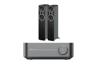 WiiM Amp Integrated Streaming Amplifier with Q Acoustics 3050c Floorstanding Speakers