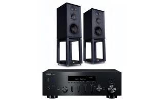 Yamaha R-N600A Network Receiver with Wharfedale Linton Heritage Standmount Speakers with Matching Stands