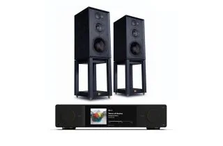 Arcam Radia SA35 Streaming Integrated Amplifier with Wharfedale Linton Heritage Standmount Speakers with Matching Stands