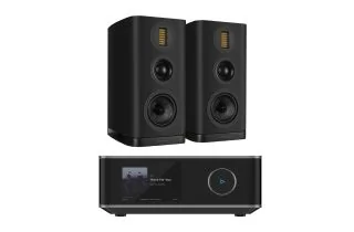 WiiM Amp Ultra Streaming Amplifier with Wharfedale Evo 5.2 Bookshelf Speakers