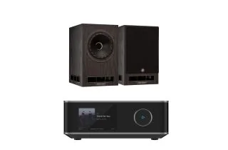 WiiM Amp Ultra Streaming Amplifier with Fyne Audio F5e Bookshelf Speakers
