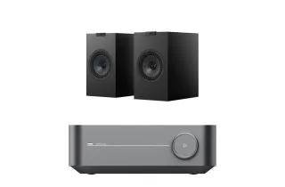 WiiM Amp Integrated Streaming Amplifier with KEF Q1 META Bookshelf Speakers