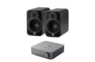 WiiM Amp Integrated Streaming Amplifier with Q Acoustics 5020 Bookshelf Speakers