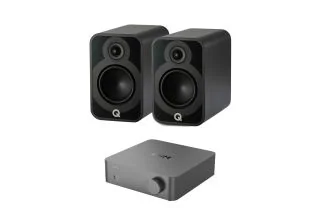 WiiM Vibelink Amp with Q Acoustics 5020 Bookshelf Speakers