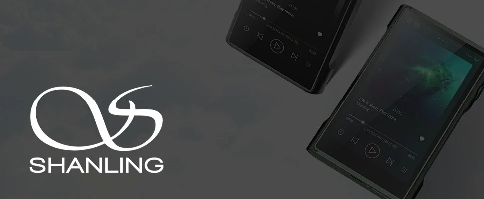 A modern music player displaying a galaxy image and controls on a light background. The logo "Shanling" is on the left, conveying an innovative and high-tech vibe.