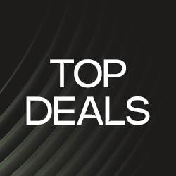 "Bold white text 'Top Deals' on a dark, subtly textured background, suggesting exclusivity and importance of offers.