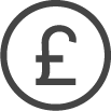Pound sterling symbol in black encircled on dark grey background, conveying themes of finance and currency with a minimalistic design.