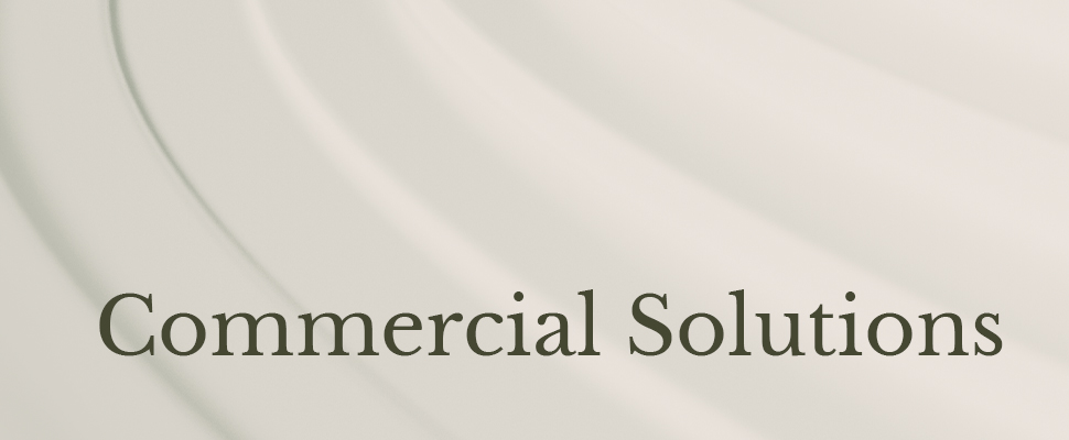 Curved lines on a light gray background with the words 'Commercial Solutions' in dark, elegant font, conveying professionalism and sophistication.