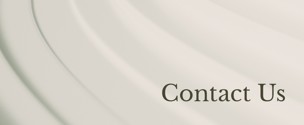 Soft beige background with gentle, curved lines. The text 'Contact Us' is prominently displayed on the right, conveying a welcoming tone.