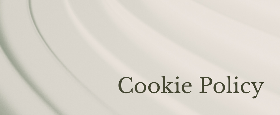 A beige background with subtle curved lines. The words "Cookie Policy" are centered, in a sophisticated serif font, conveying a formal tone.