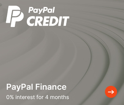 PayPal Credit Alt text: PayPal Credit advertisement featuring the PayPal logo and '0% interest for 4 months' over abstract curved lines.