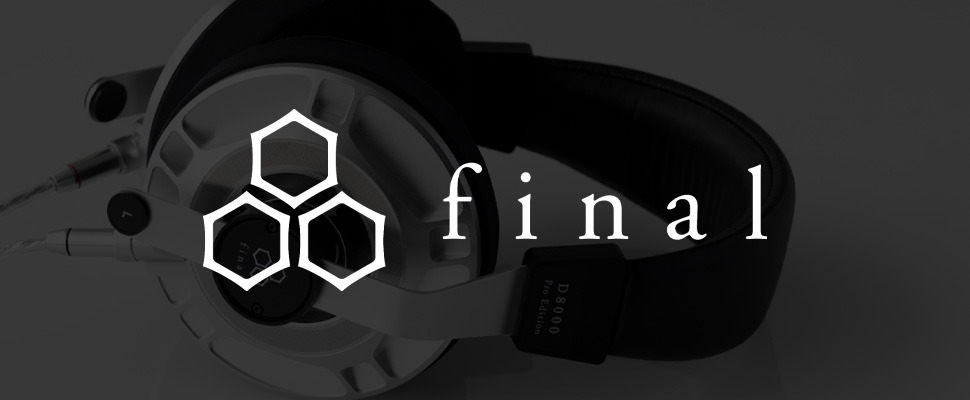 Close-up of stylish Final headphones with metallic components and braided cables. The logo appears prominently, exuding a modern, sleek aesthetic.