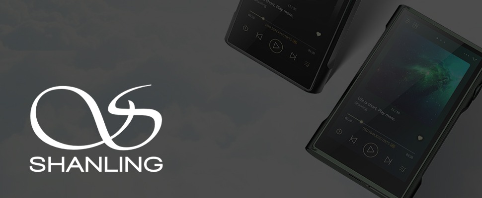 A modern music player displaying a galaxy image and controls on a light background. The logo "Shanling" is on the left, conveying an innovative and high-tech vibe.