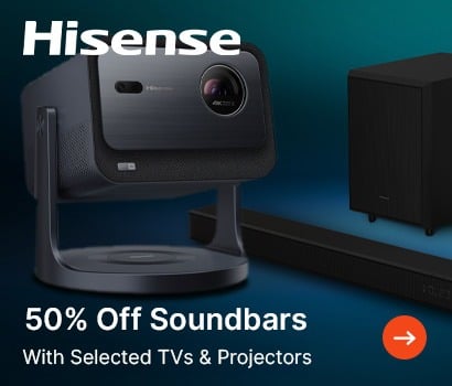 Half price selected soundbars with selected TVs, Projectors and Laser Cinemas