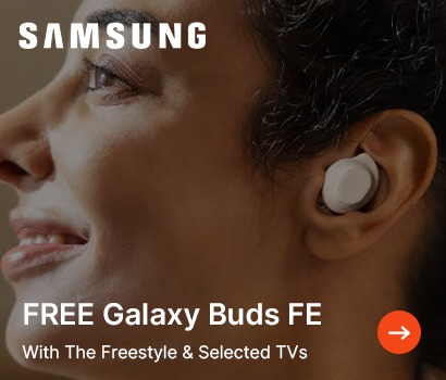 Free Samsung Galaxy Buds when you buy the Freestyle or selected TVs