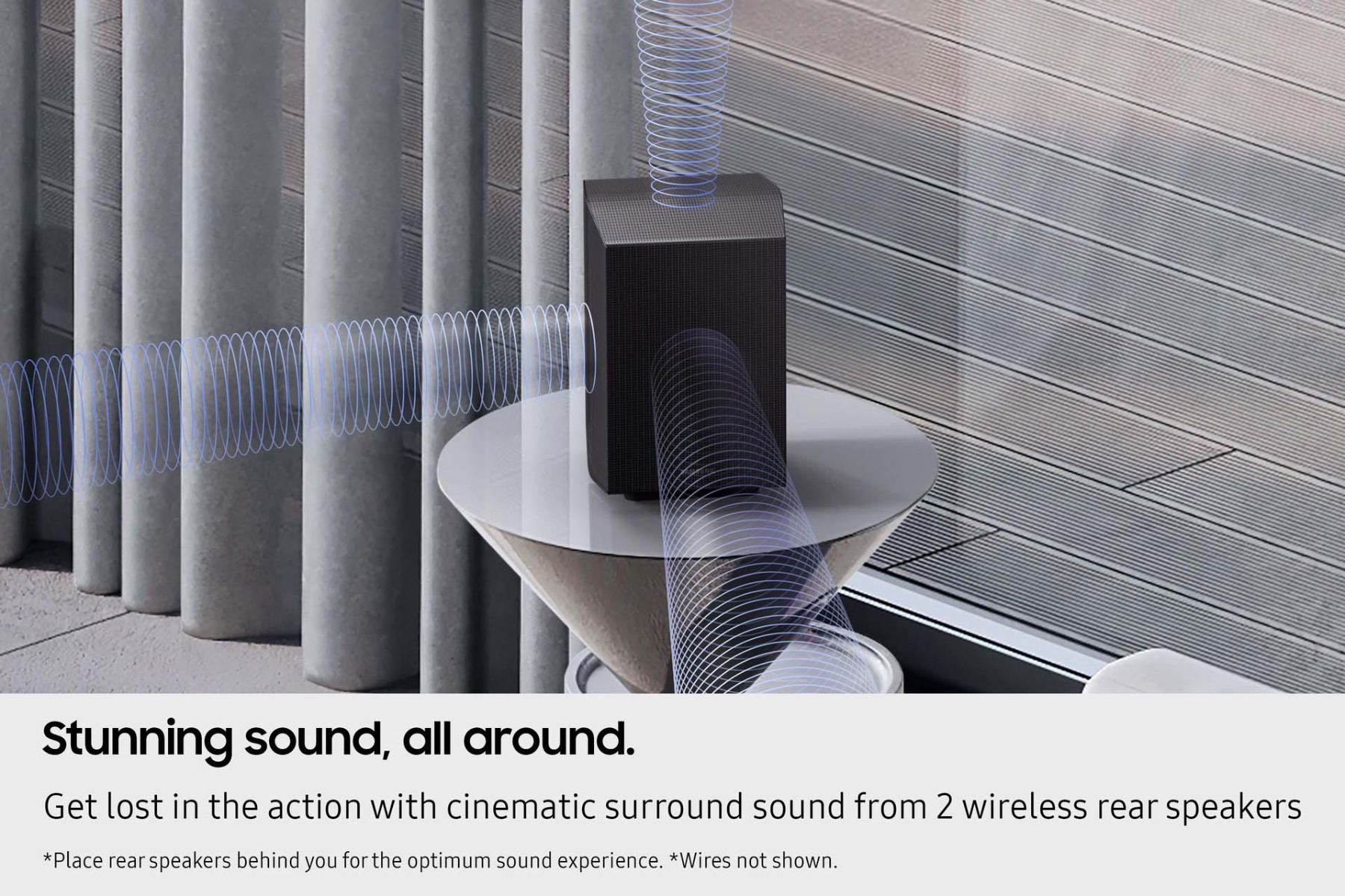 Stunning sound, all around - get lost in the action with cinematic surround sound from two wireless rear speakers
