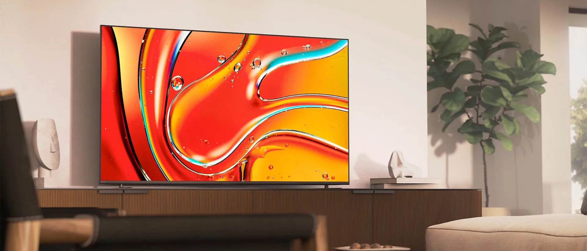 Video showing multiple angles of TV in a living room environment.