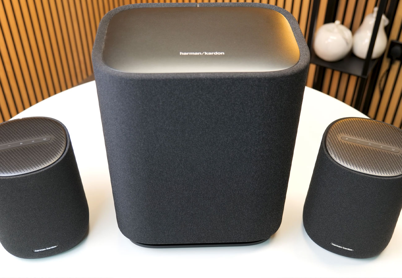 Harman Kardon Enchant wireless surround sound speakers and sub Harman Kardon Enchant wireless surround sound speakers and sub